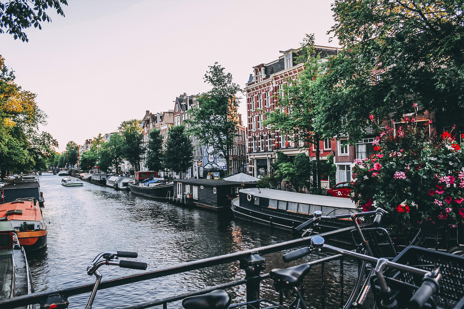 A photo of a river in Amsterdam